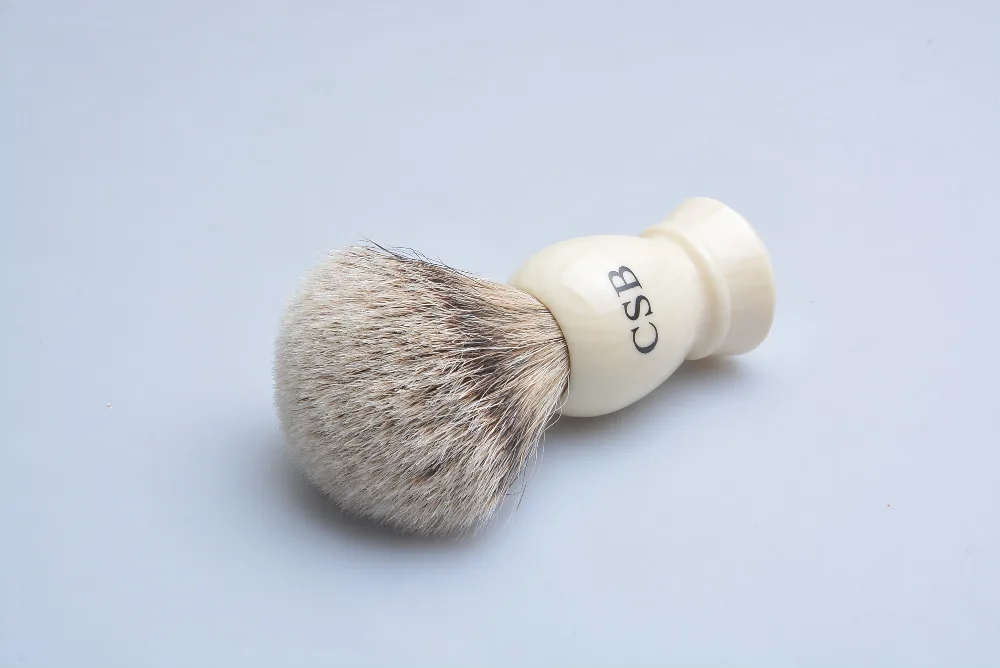 

CSB Silvertip Badger Hair Imitation Faux IVORY Stripe Pattern Shape Handle Shaving Brush For Men Beard Shave