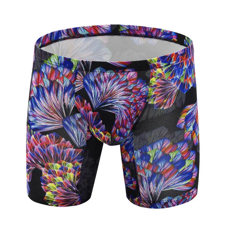 Long boxer black Мужские длинные трусы-боксеры с принтом, сексуальные трусы-боксеры с большим u-образным выпуклым мешочком, длинные трусы-боксеры, мужские Трусы-слипы - Цвет: Long boxer black