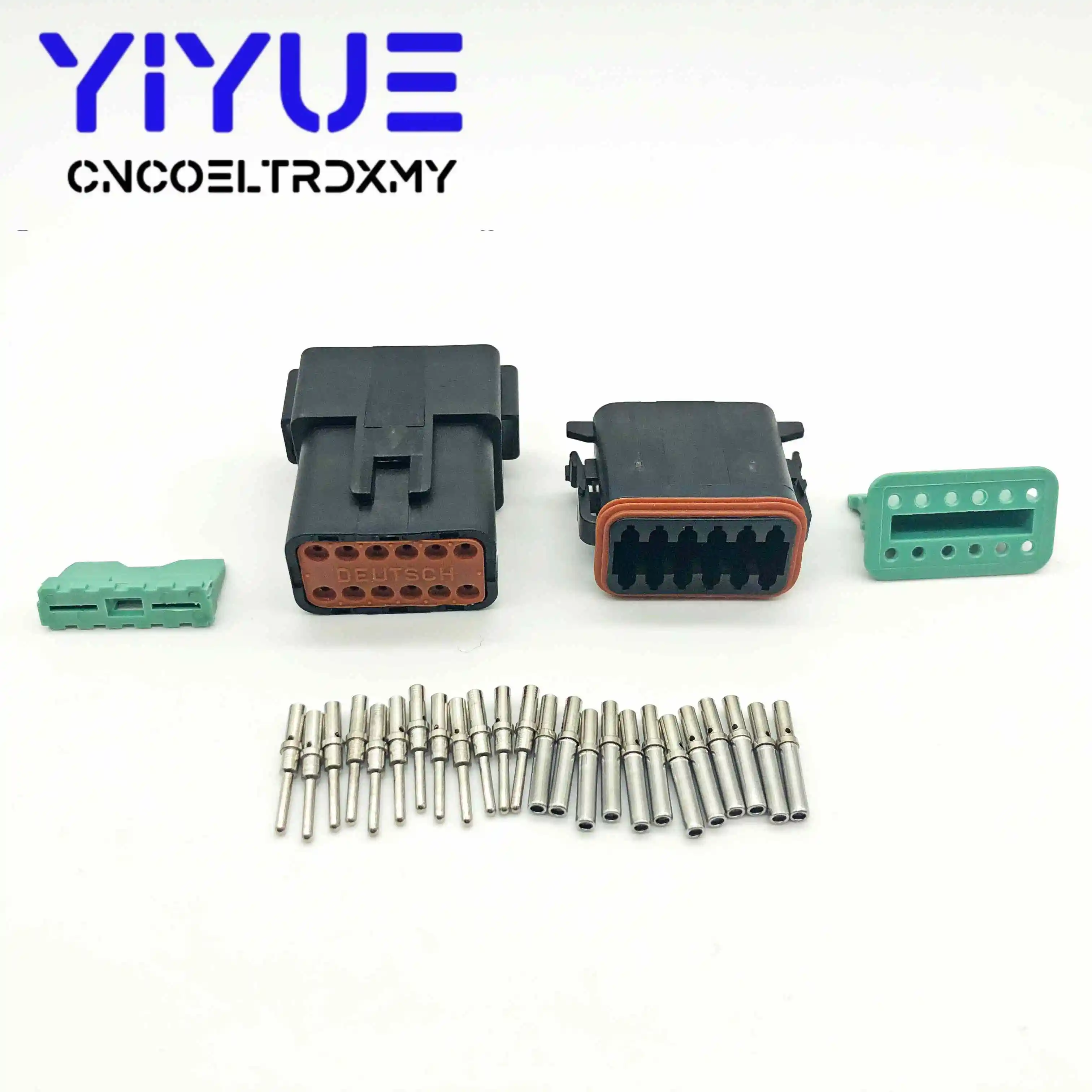 12P black 1 комплект Deutsch DT 2 3 4 6 8 12 Pin мужской женский Авто Водонепроницаемый Разъем Автомобильный герметичный штекер с Твердые штыри Размер 16-20 AWG - Цвет: 12P black