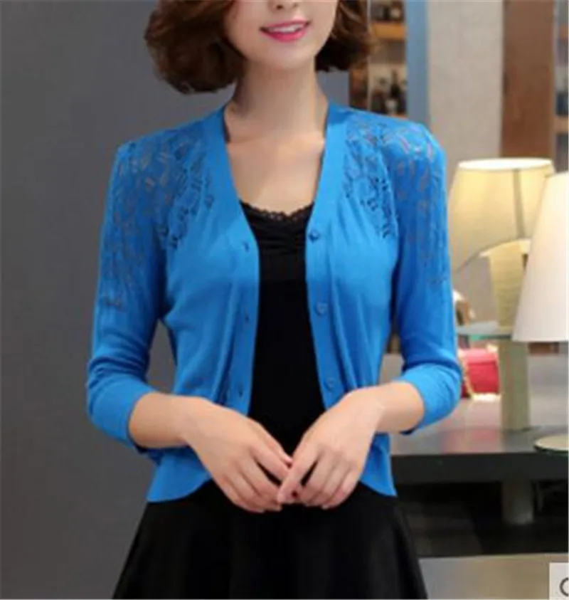 Женский свитер ZY3342 короткий тонкий с вырезом на весну и лето|cardigan thin|female cardiganshort