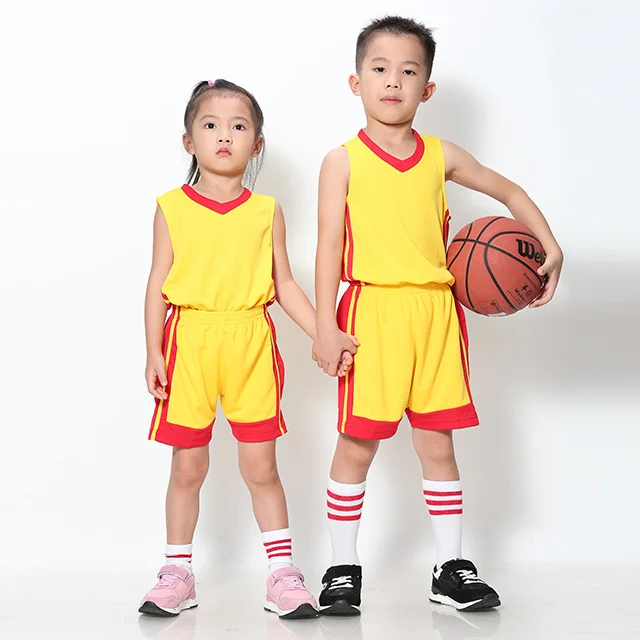 Kids yellow Детские баскетбольные майки, шорты, комплекты, дышащая майка баскетбольная, костюмы для колледжа, спортивные костюмы для мальчиков и девочек, баскетбольная майка - Цвет: Kids yellow