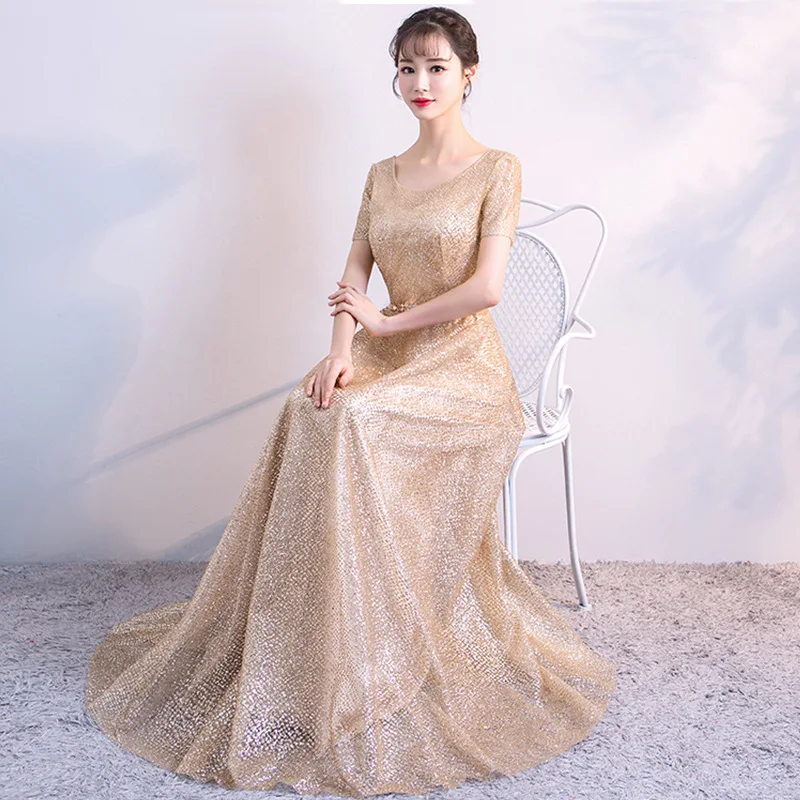 Сексуальное длинное Золотое вечернее платье большие размеры|Платья на