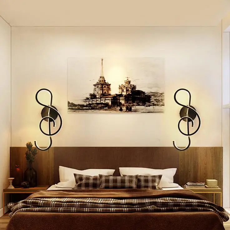 Simple creative led wall lamp Note background lights lighting fixture lamps black white | Лампы и освещение