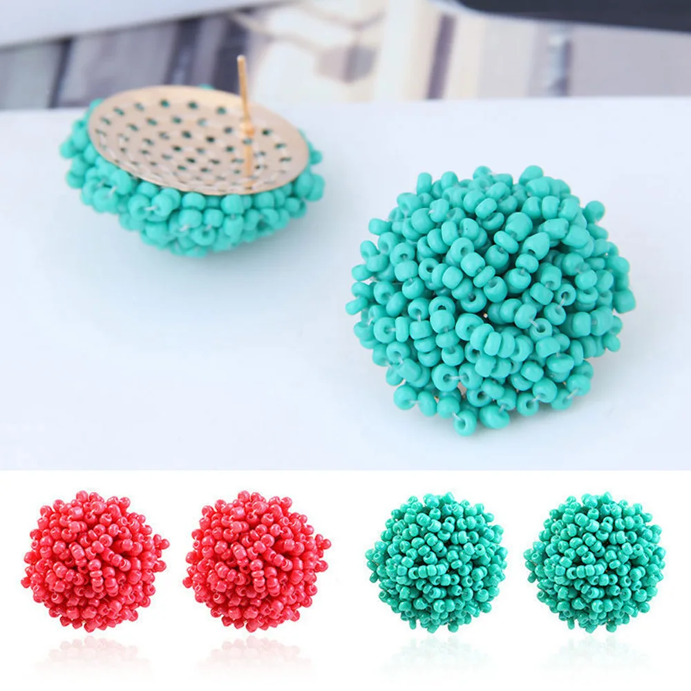 Простые разноцветные этнические полимерные серьги ручной работы из бисера