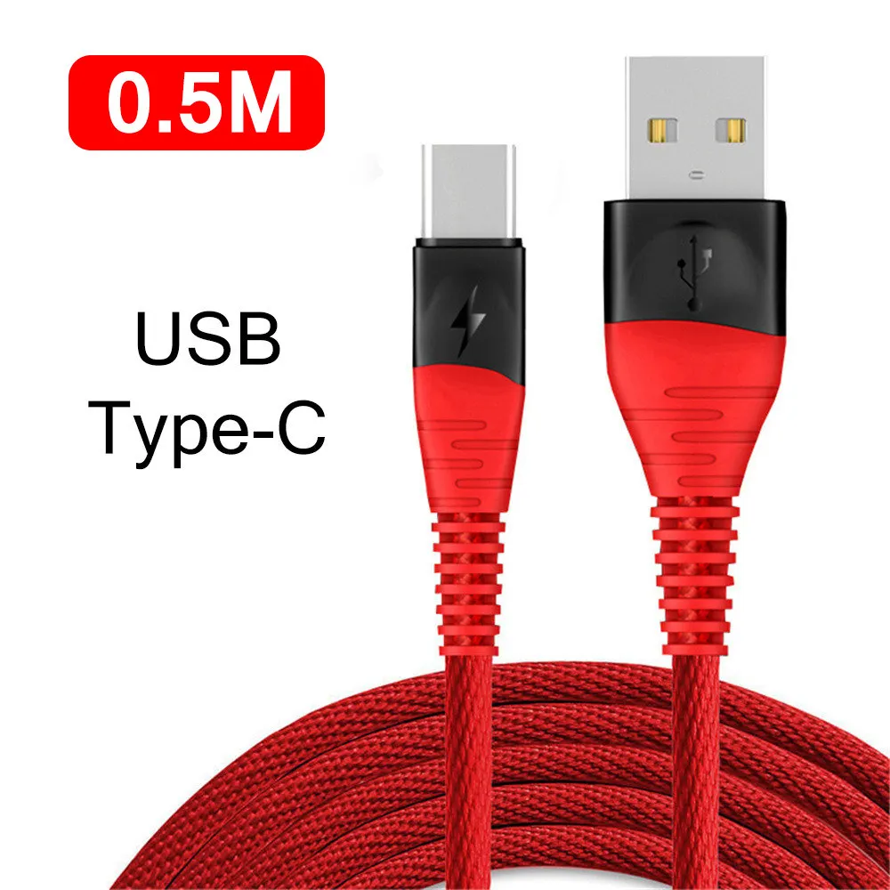 Кабель usb type C для xiaomi 9 redmi k20 pro USB C мобильный кабель передачи данных телефона Быстрая зарядка type C кабель для устройств usb type-C шнур - Цвет: 0.5m Red