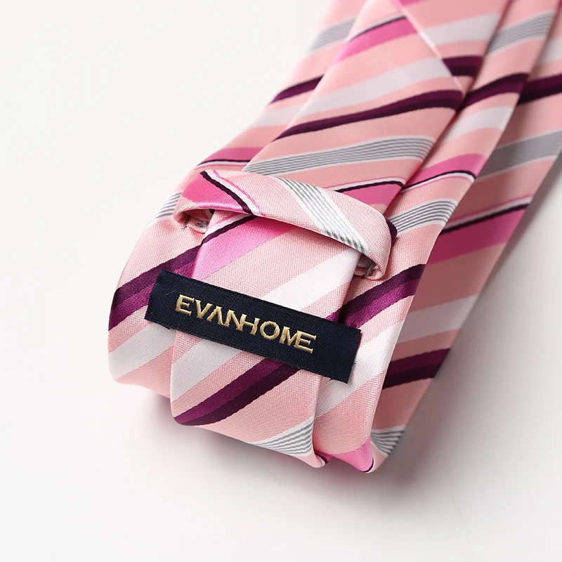 Высокое качество розовые фиолетовые галстуки в полоску для мужчин 7 см широкий