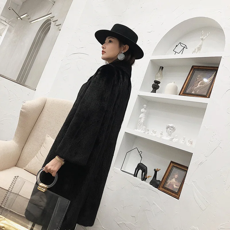 Wheat kashi ni import new level the sable velvet long mink fur collar fashion female coat Женская одежда