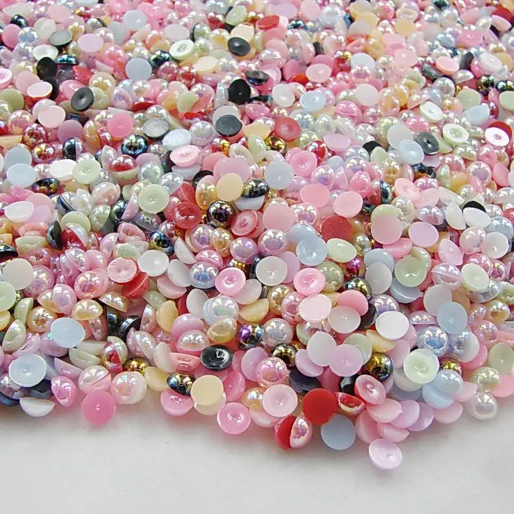 Полукруглые бусины из АБС-пластика для искусственного жемчуга разных цветов 1000