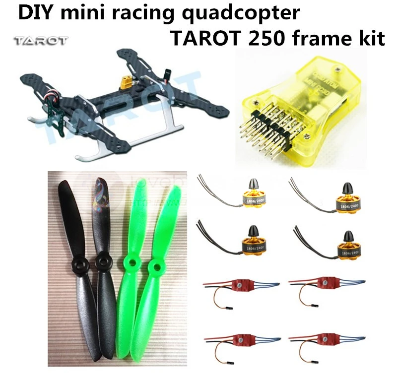 DIY FPV mini drone race quadcopter Tarot 250 frame + CC3D 1806 2400KV motor Simon K 12A ESC 5045 пропеллеры ABS|12a esc|tarot 250mini cc3d