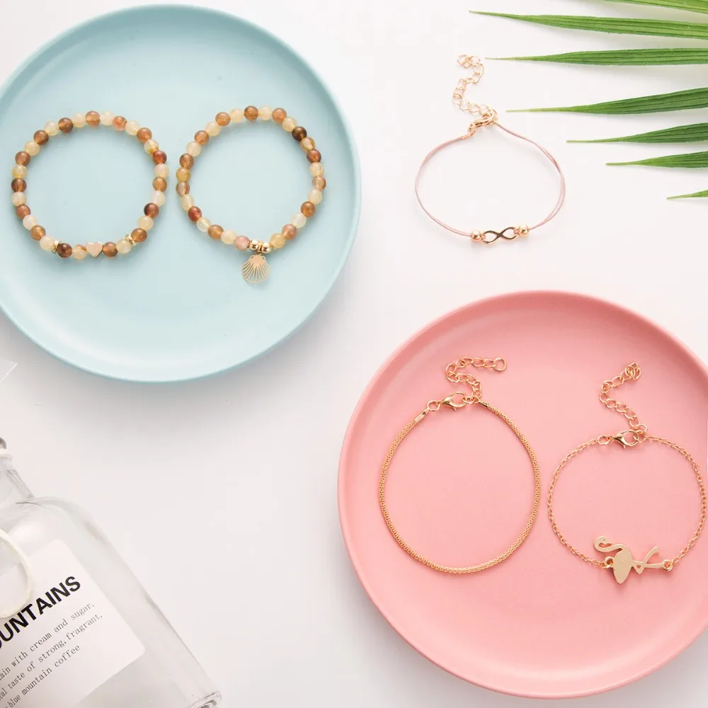 JRYFAC летние пляжные браслеты в богемном стиле наборы для женщин Фламинго оболочки