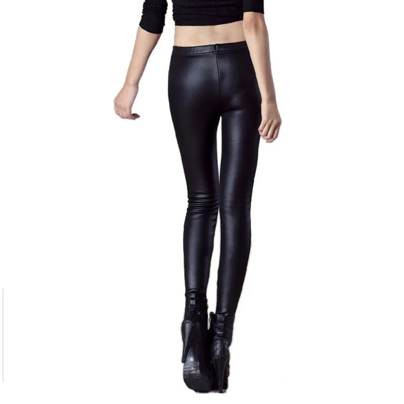 Осенне зимние женские леггинсы из искусственной кожи|Легинсы| |