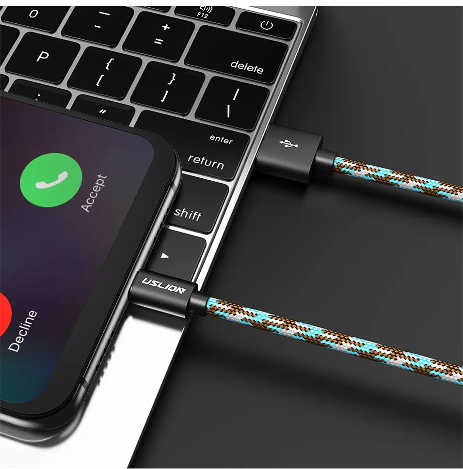 USLION Micro USB кабель для samsung Xiaomi LG huawei Andriod Microusb камуфляж кабели синхронизации данных зарядный кабель