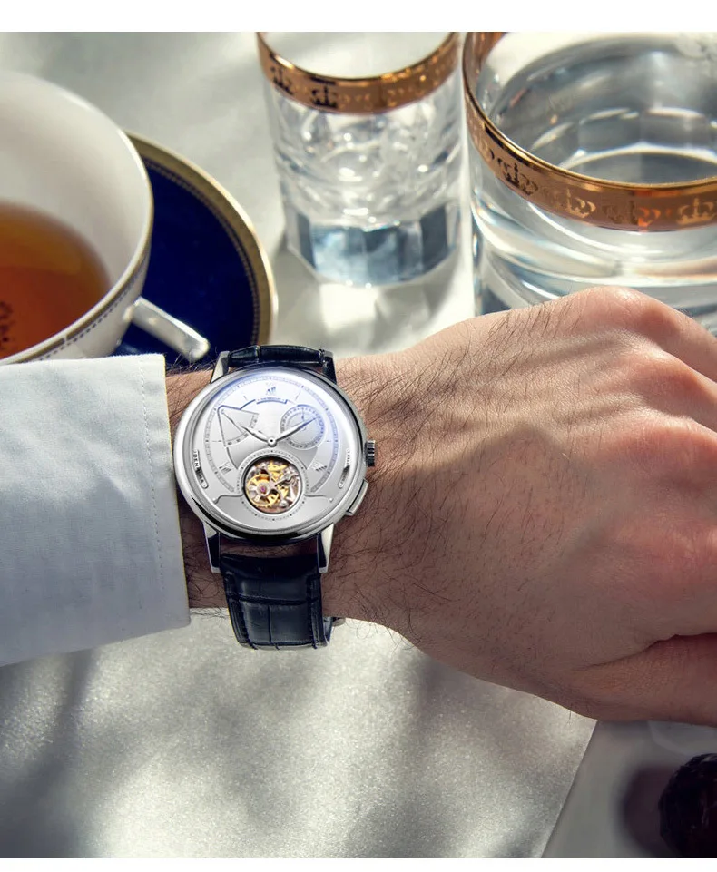 Switzerland Real Tourbillon оригинальные механические часы полые мужские часы большой циферблат пояс из крокодиловой кожи часы Мужские сапфировое зеркало