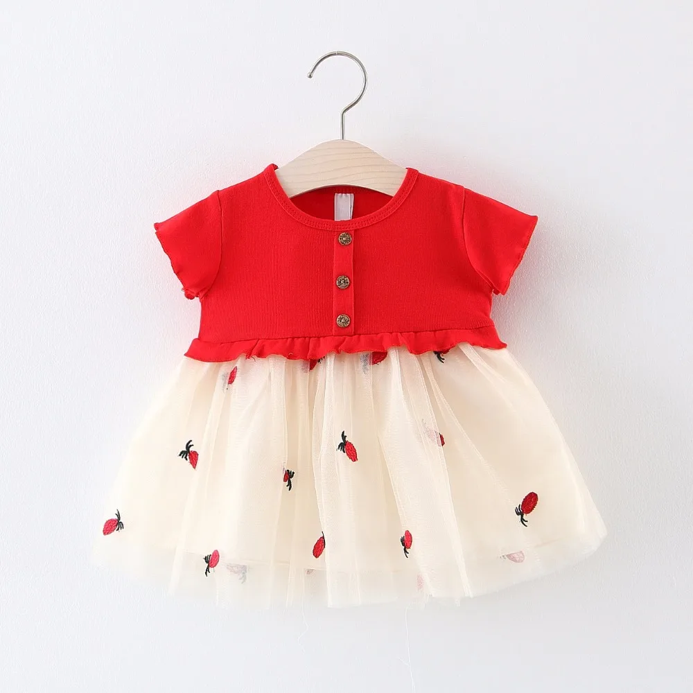 Детское Сетчатое платье с короткими рукавами и вышивкой для девочек европейское