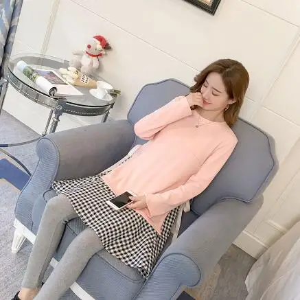 Поддельные две части Женская одежда для беременных Одежда футболка кормления