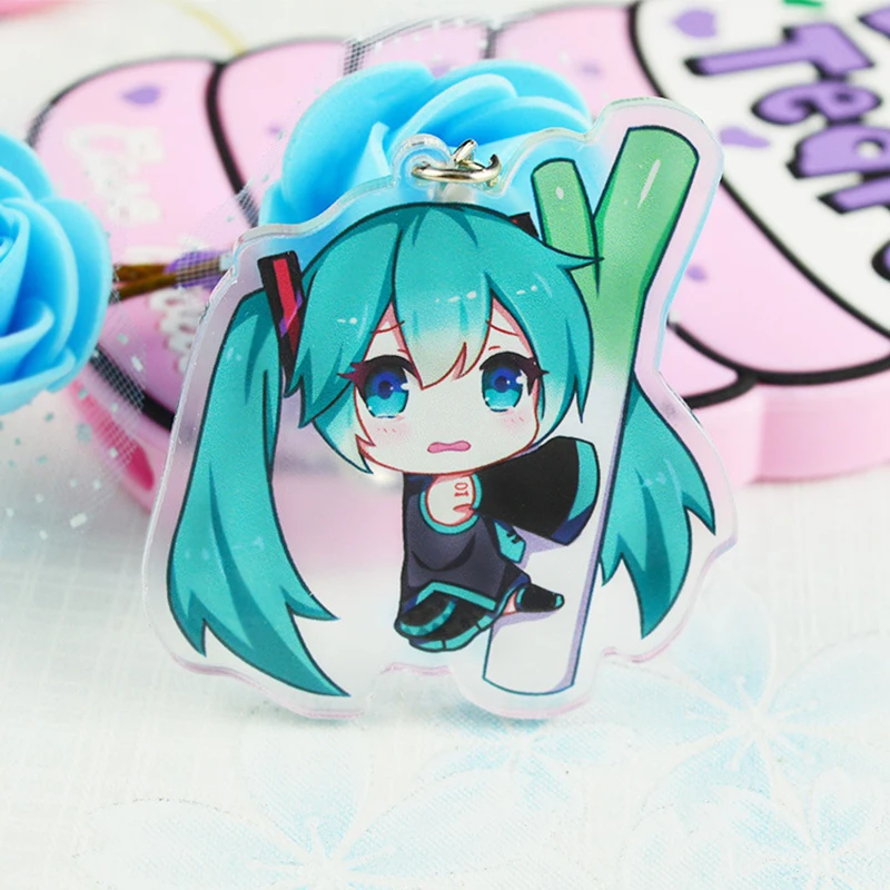 4 Hatsune Мику акриловый брелок Аниме подвеска автомобильные аксессуары японский прозрачный брелок игра зеленый лук Брелок - Цвет: 4