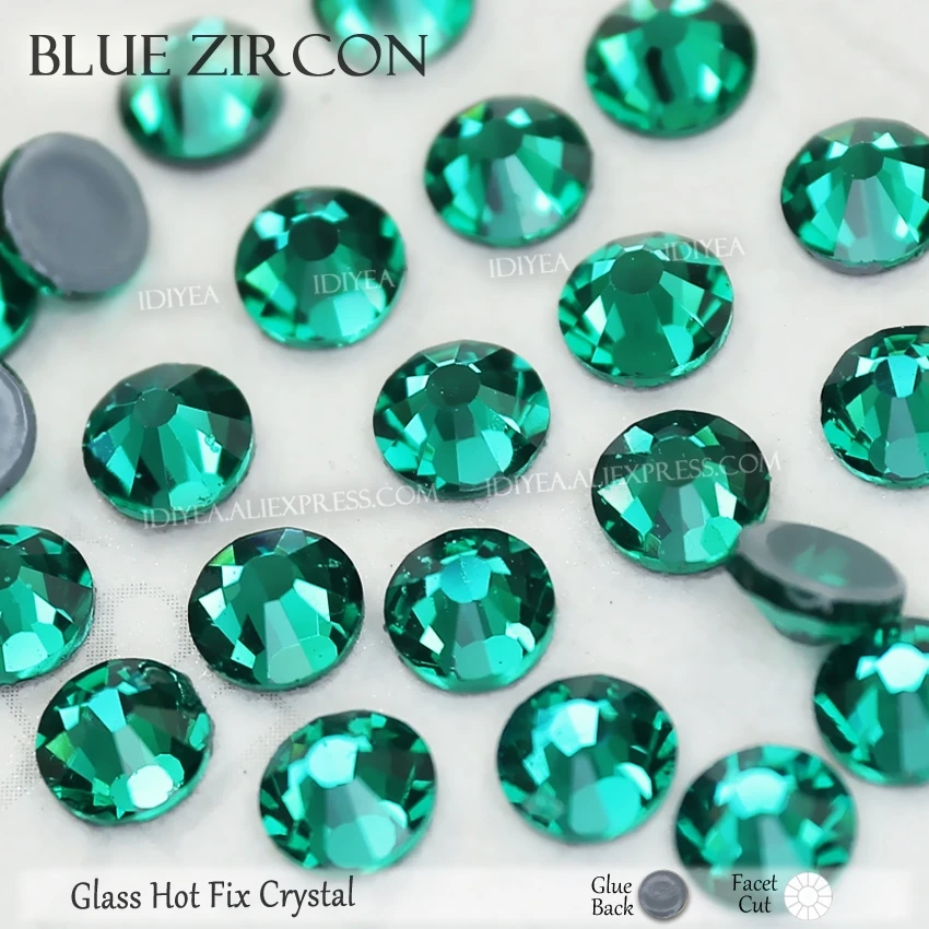 Blue Zircon Высокое качество Горячая фиксация Стразы SS6 SS10 SS16 SS20 SS30 Стразы плоская задняя часть исправление камней Кристаллы Блестки для DIY одежды платье - Цвет: Blue Zircon