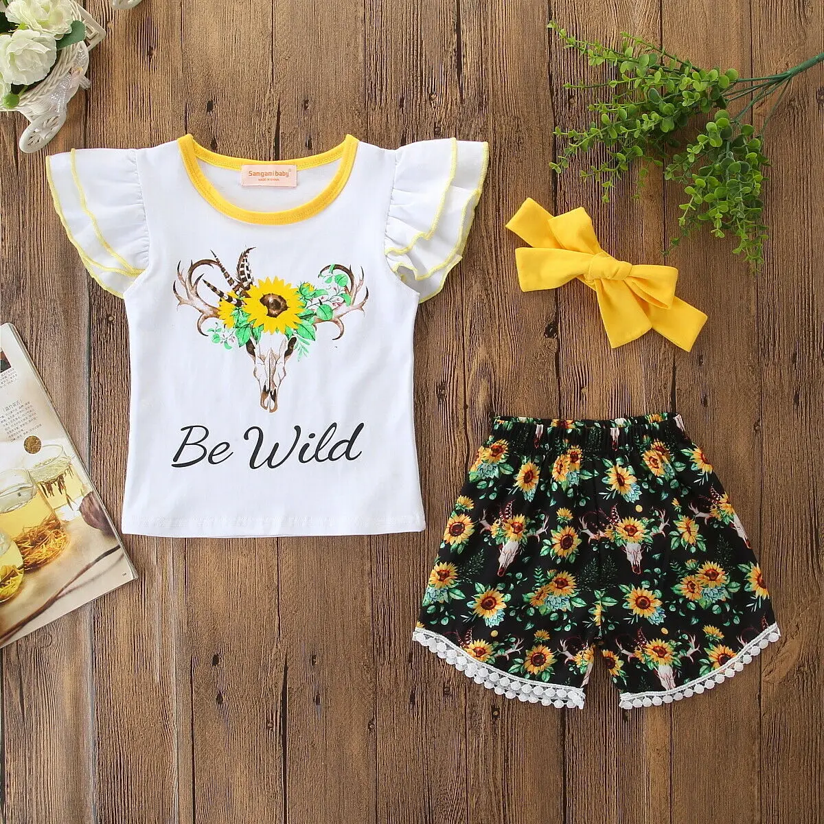 3 шт. Детская футболка с оборками и повязкой на голову | Мать ребенок