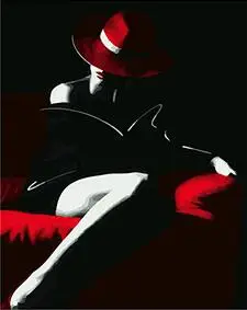 

cioioil-T220 Long-legged woman with red hat Set for coloring by numbers on canvas with acrylic paints for living room wall