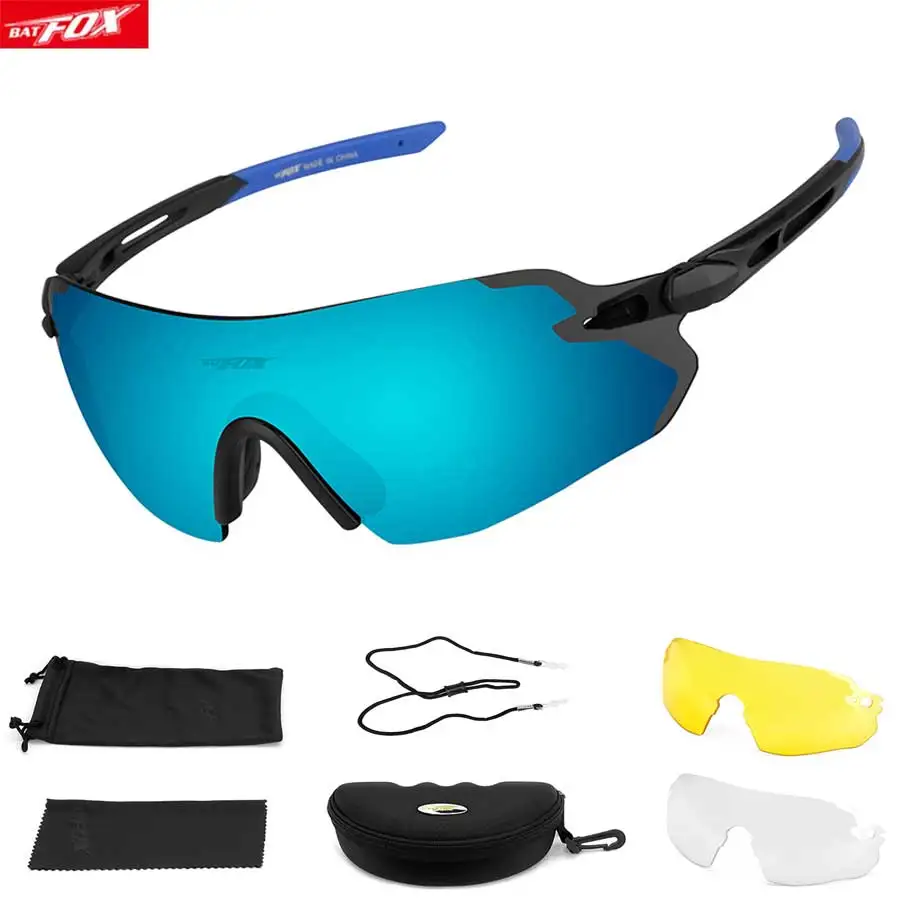 J-880-Blue BATFOX оправы для езды на велосипеде, MTB велосипедные солнцезащитные очки 3 объектива Спорт на открытом воздухе очки Для мужчин Для женщин солнцезащитные очки для катания на мотоцикле очки - Цвет: J-880-Blue