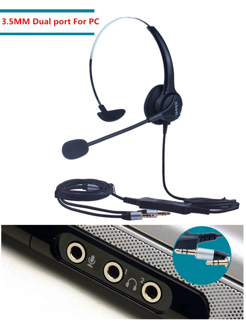 HD voice Hion For600 компьютер двойной разъем 3,5 мм, профессиональная гарнитура для колл-центра, тренировочный центр наушники, ПК наушники