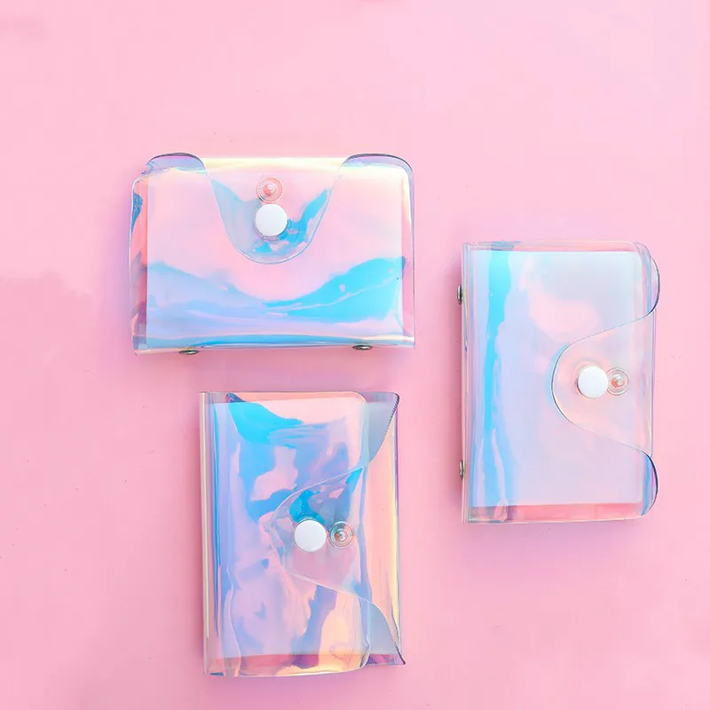 Милый лазерный прозрачный ID держатель для карт бумажники из ПВХ кредитная карта