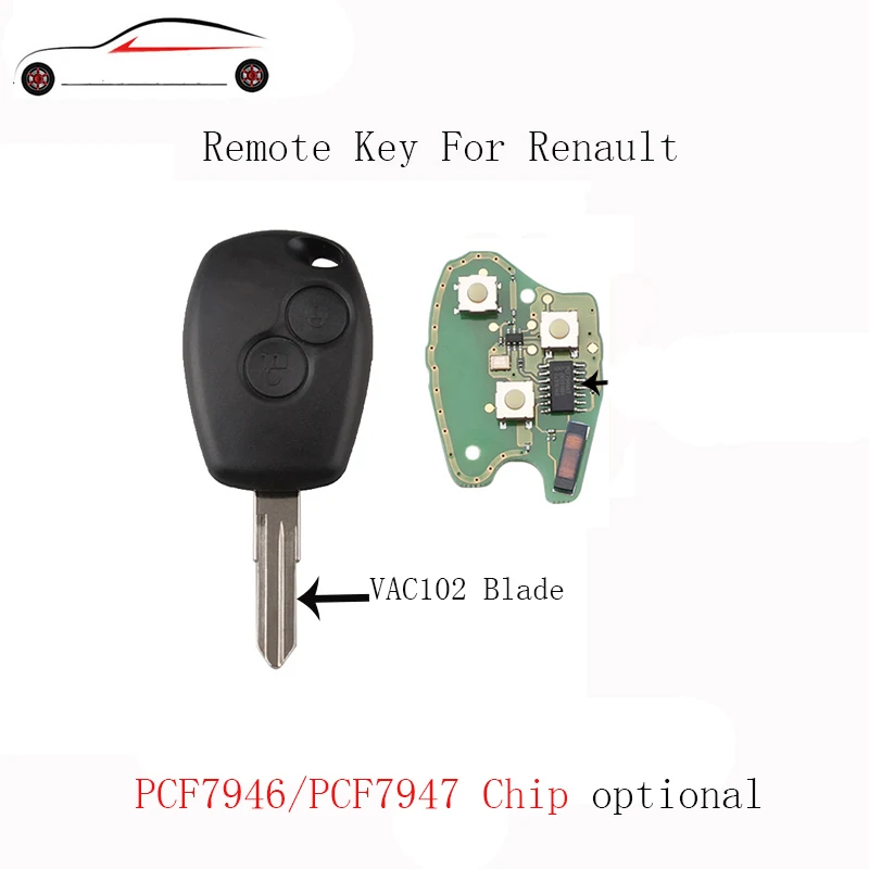 GORBIN 2 кнопки PCF7946 чип дистанционного ключа для Renault Megane Modus Clio Kangoo Logan Sandero Duster 433Mhz &amp