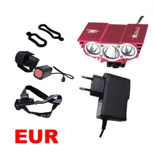 EU Charger Red T6 Водонепроницаемый LED фонарь для велосипеда+ 8000 мАч аккумулятор+ зарядное устройство велосипедов велосипедные аксесуары для - Цвет: EU Charger Red T6