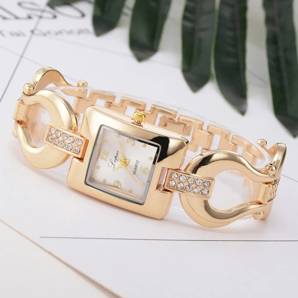 2018 модные повседневные часы женские кварцевые аналоговые наручные золотые