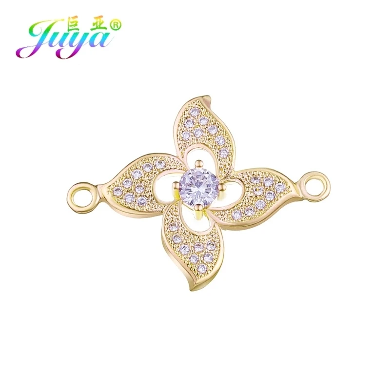 Gold Juya DIY фурнитура для ювелирных изделий хамса Счастливая звезда цветок Шарм Разъемы для женщин браслет ручной работы серьги изготовление ювелирных изделий - Цвет: Gold