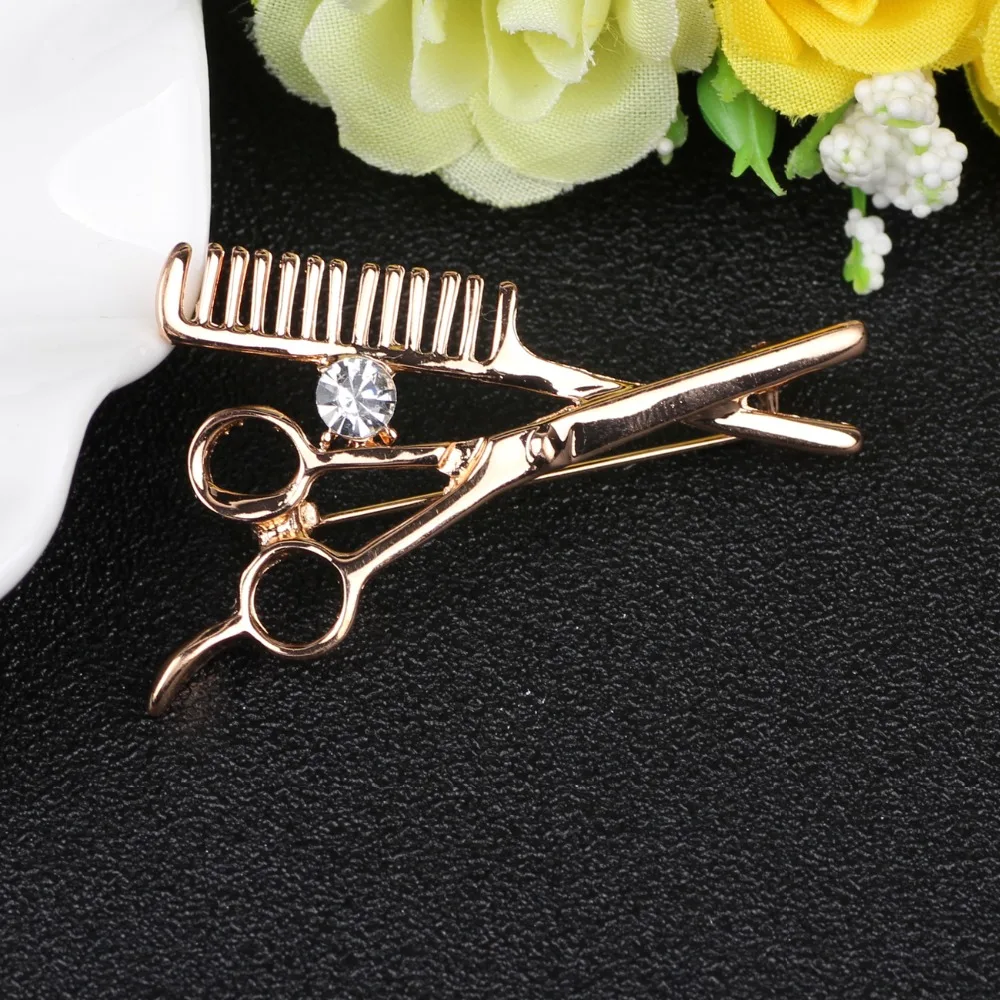 Bonsny Scissors Comb Brooches For Women Girl Brooch Pin Collar Suit Scarf Decoration New Fashion Jewelry Accessories | Украшения и