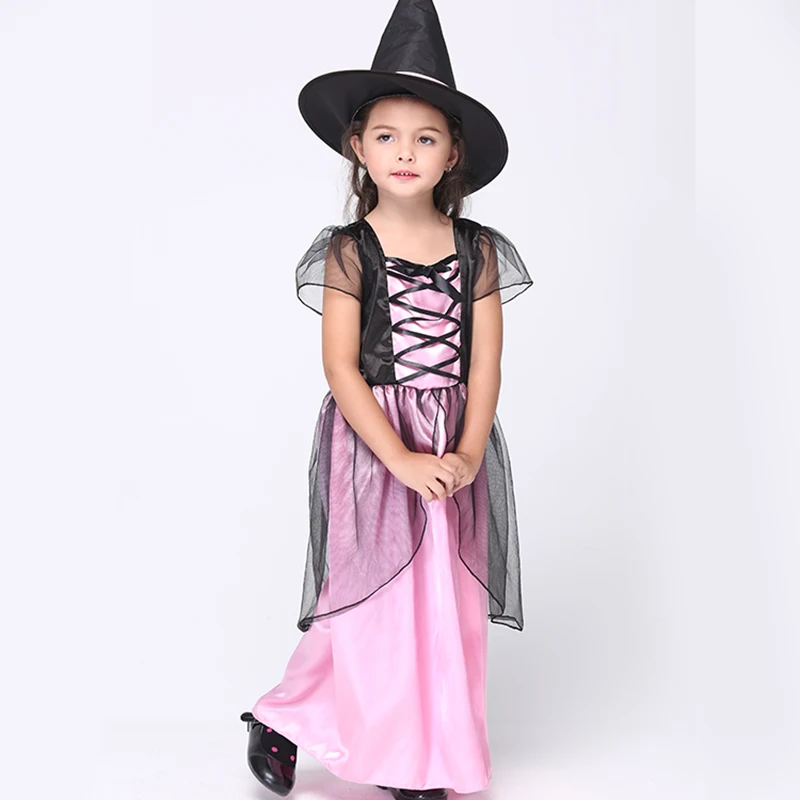 Новинка комплект одежды ведьмы для маленьких девочек милые костюмы на Хэллоуин