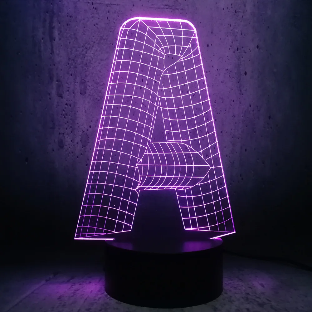3D лампа буквы алфавита письменный стол настольная ночного освещения флеш
