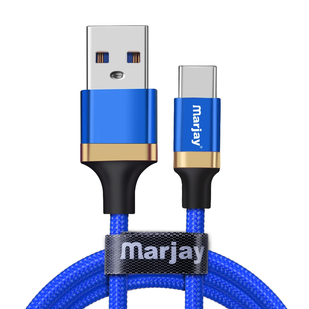 Кабель Marjay 2.4A usb type C нейлоновый кабель для быстрой зарядки USB C для samsung S8 S9 S10 Note 9 Xiaomi mi6 mi8 телефонный кабель для передачи данных и USB-C