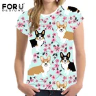 Футболка женская с принтом корги, с коротким рукавом, размера плюс