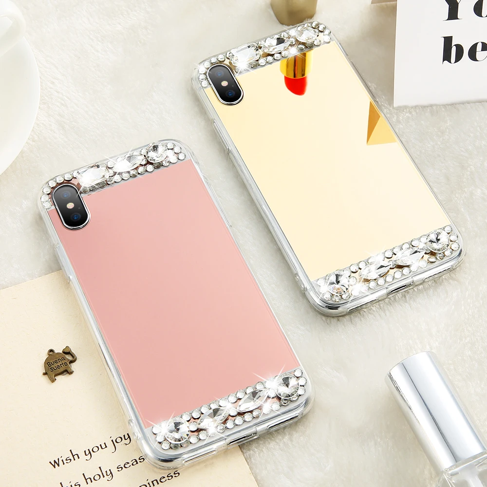 KISSCASE Diamond Mirror Case For iPhone 5 5S SE 6 6S 7 Plus X TPU Fashion Ultra Thin Soft Phone Accessories Cover |