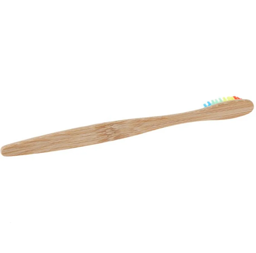 4 Шт Красочная голова бамбуковая зубная щетка Оптовая окружающей среды