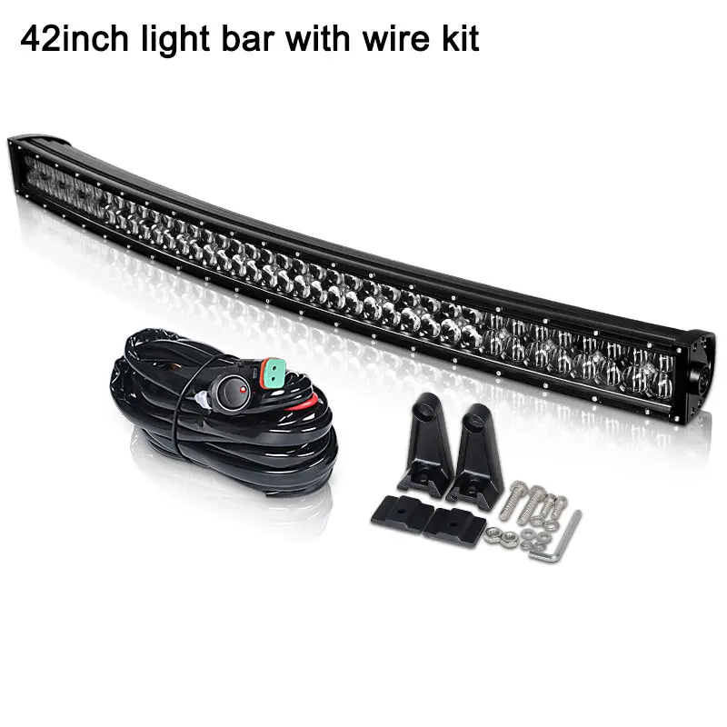 Curved Wire 5D 400W 42 ''новые внедорожные рабочие лампы пол точечного комбинированного луча прямые изогнутые 24V 12V Светодиодный светильник для авто трактор ATV SUV MPV Субару Outback - Цвет: Curved Wire