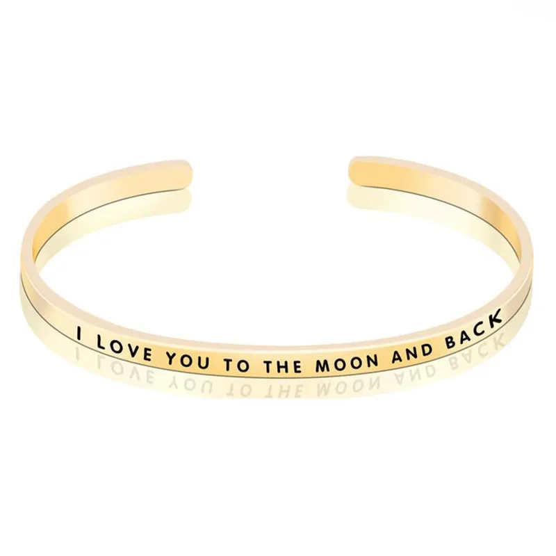 3 мм Широкие браслеты с сердечками и резные I Love You To The Moon And Back из стерлингового