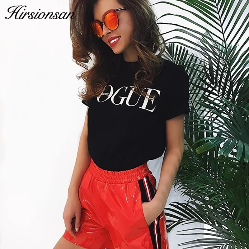 Hirsionsan 2019 летняя футболка для женщин Harajuku VOGUE печатные футболки с коротким рукавом