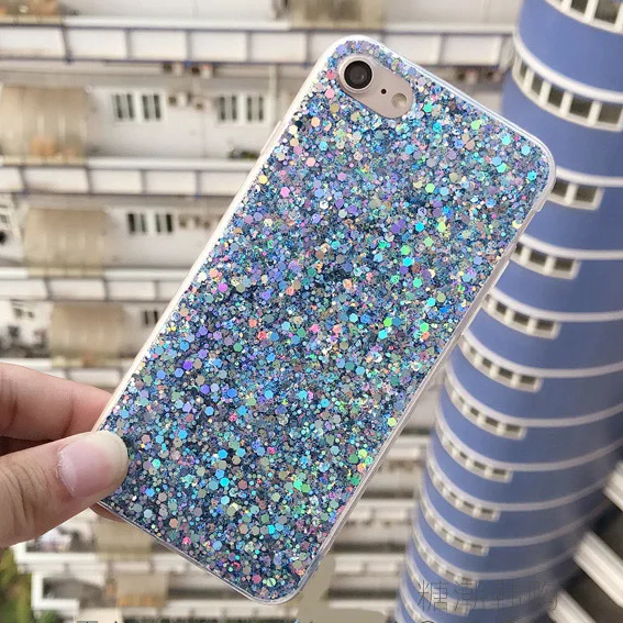 Blue Милый чехол с блестящими блестками для iphone X, XS, MAX, XR, 5, 5S, se, 6, 7 Plus, 6s, 8, Модный женский уникальный тонкий мягкий силиконовый чехол из ТПУ - Цвет: Blue