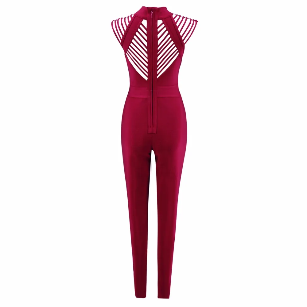 Новые Для женщин Sexy выдалбливают Красный повязки комбинезон 2018 Bodycon Трикотажные