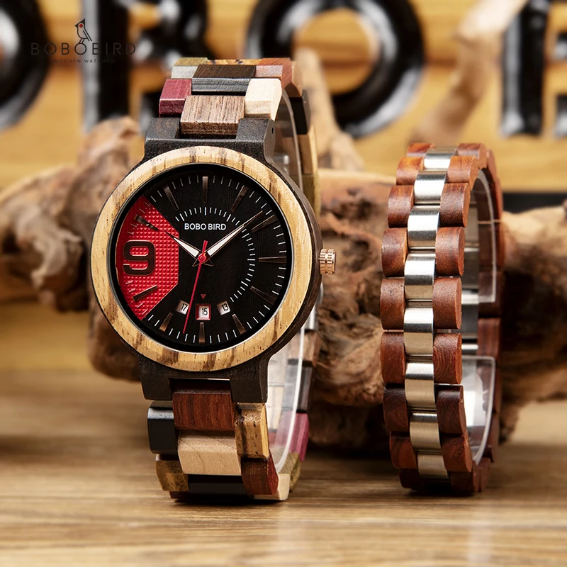 Мужские часы reloj hombre BOBO BIRD Набор браслетов деревянные отображение даты японский