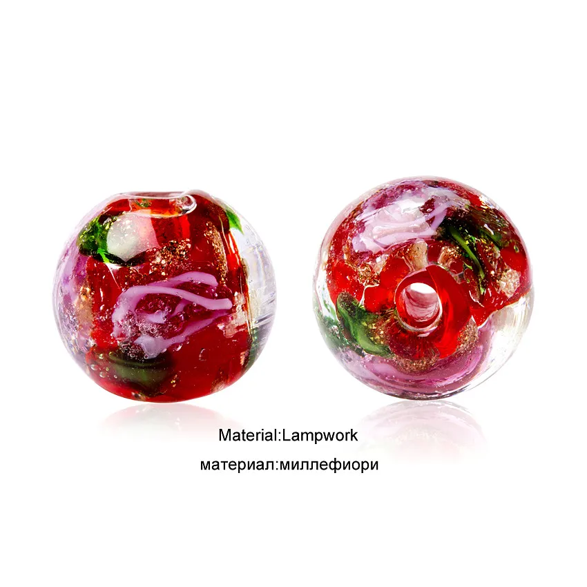 Круглые бусины в форме цветка для ожерелья 10 мм 40 шт стеклянные 2 Ювелирные