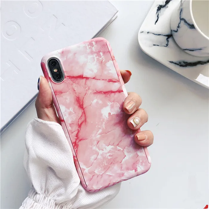 03 QINUO чехол для телефона с мраморным камнем на 360 градусов для iPhone 11 Pro Max X XR XS Max 6 6S 7 8 Plus 5 5S SE чехол из закаленного стекла - Цвет: 03
