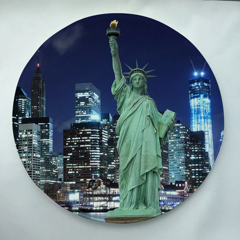 Круглый напольный коврик с принтом статуи Свободы Нью Йорка нескользящий для