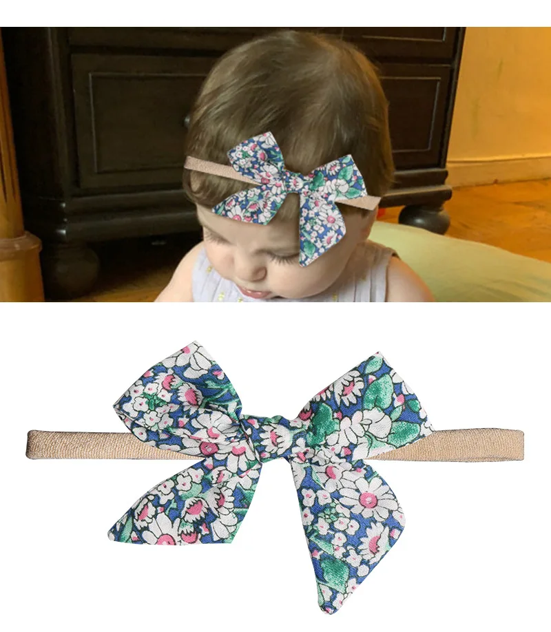 Детский цветочный бант с нейлоновой повязкой аксессуары для волос новорожденных