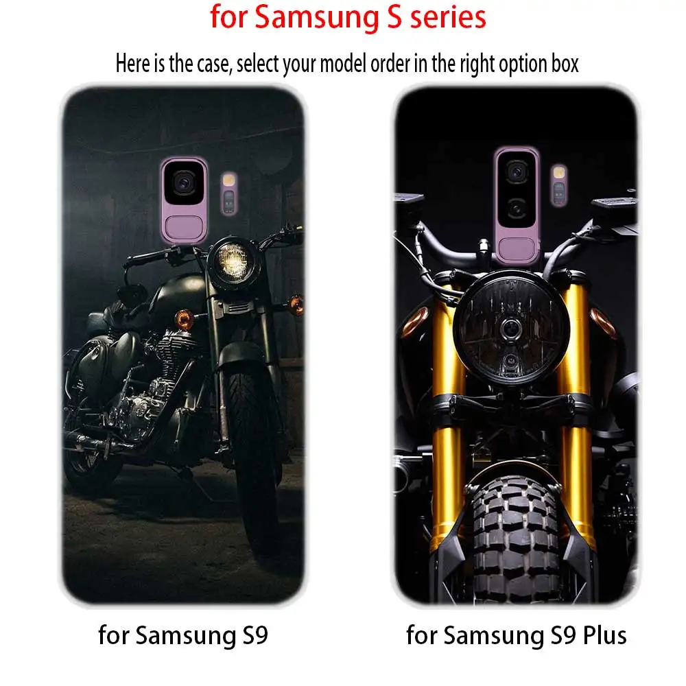 Черный классический чехол из ТПУ с мотоциклетным узором для Samsung Galaxy S7 Edge S8 S9 S10 S11