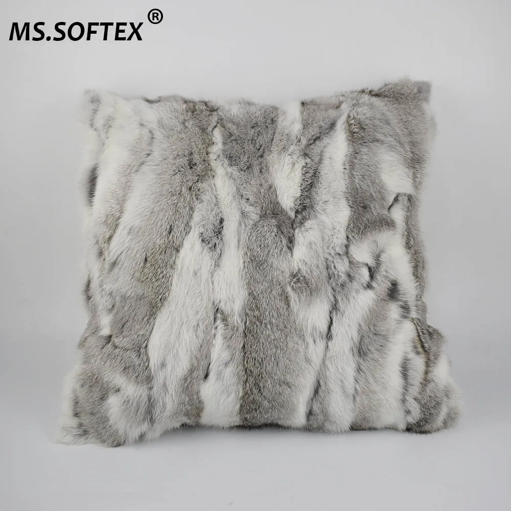 Наволочка из натурального меха MS.Softex наволочка кроличьего в стиле пэчворк для
