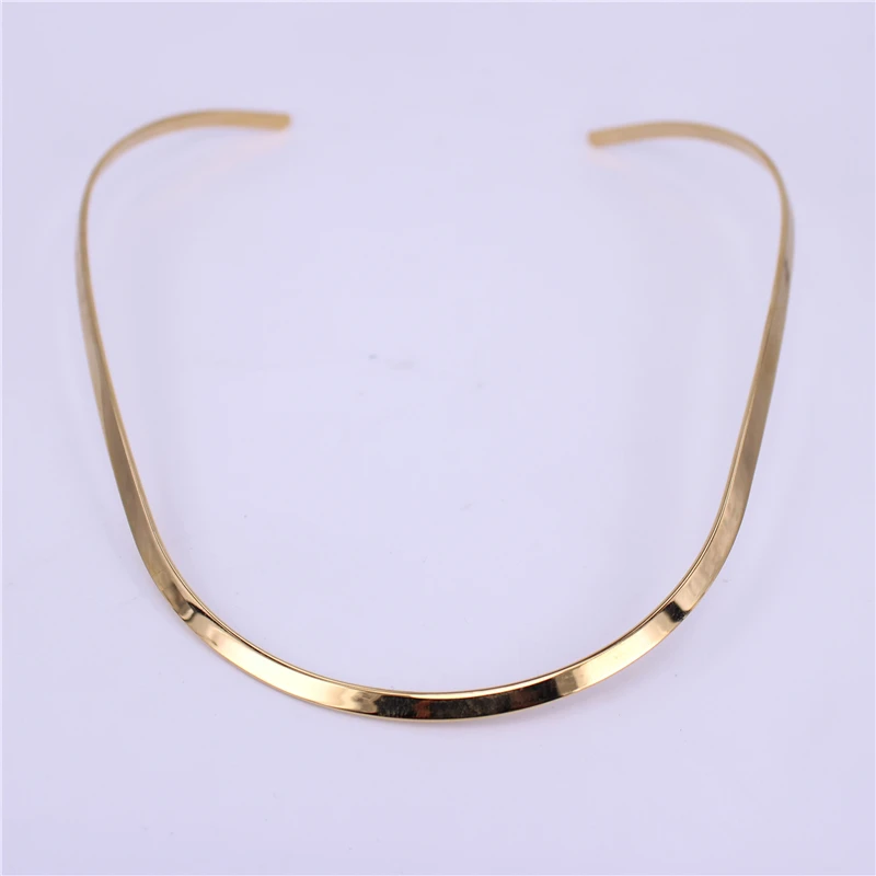 Gold color 4mm MGUB Новинка 4 мм широкий ювелирный воротник из нержавеющей стали женские модные аксессуары регулируемый размер LH540 - Окраска металла: Gold color 4mm